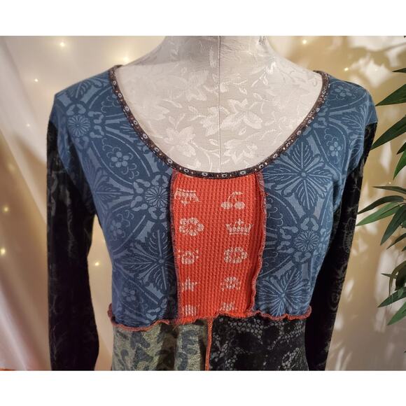 Hand Jive Wearable Art Hand Made Patchwork Tunic Top Size S Hippie Boho Fairy - Picture 7 of 13